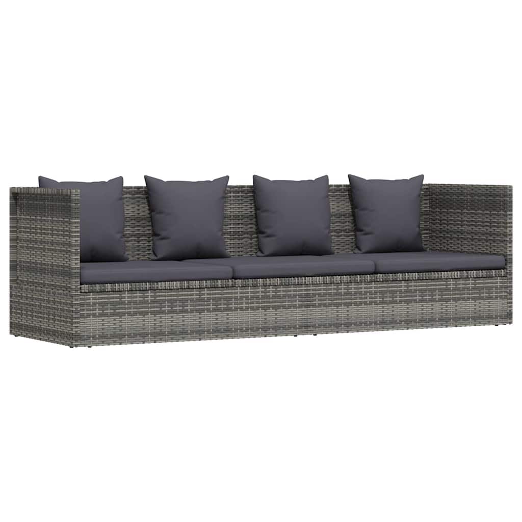 havebord 200x60 cm polyrattan grå