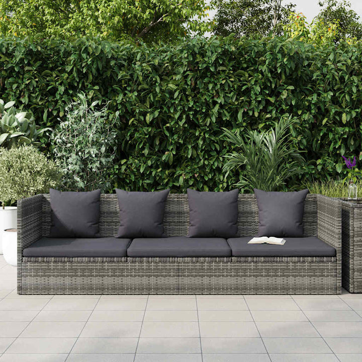 havebord 200x60 cm polyrattan grå
