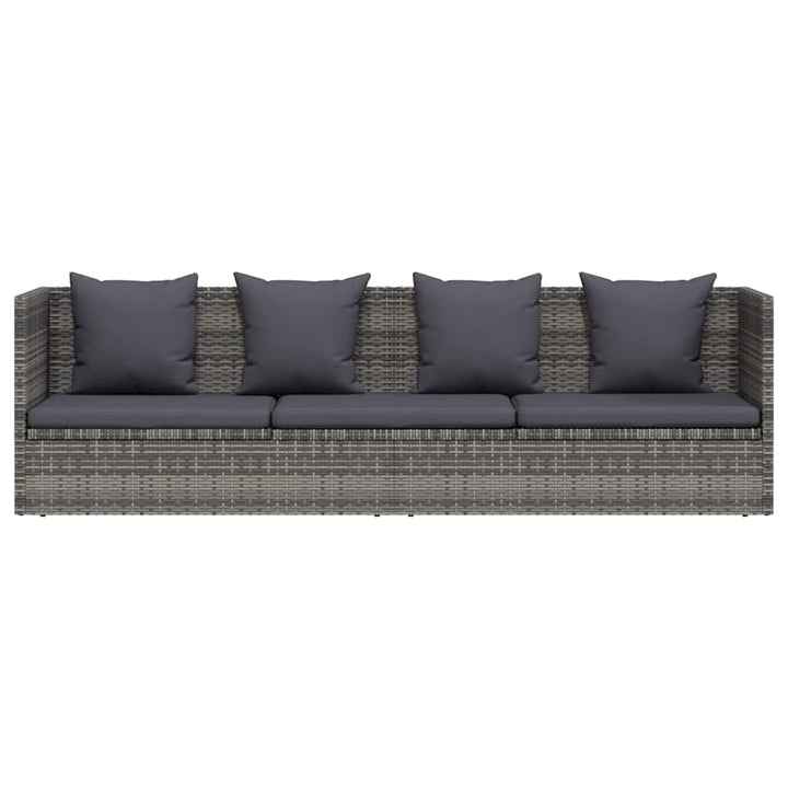 havebord 200x60 cm polyrattan grå