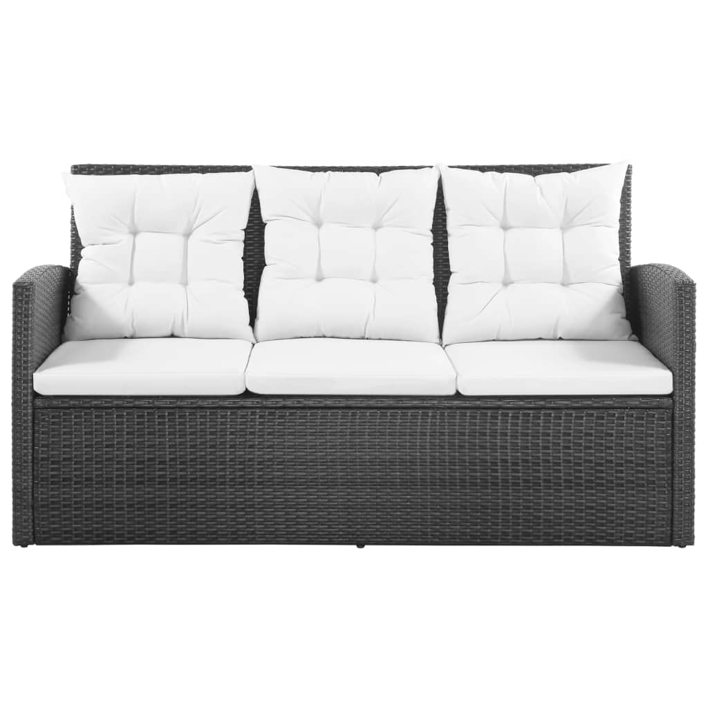 haveloungesæt 5 dele med hynder polyrattan sort
