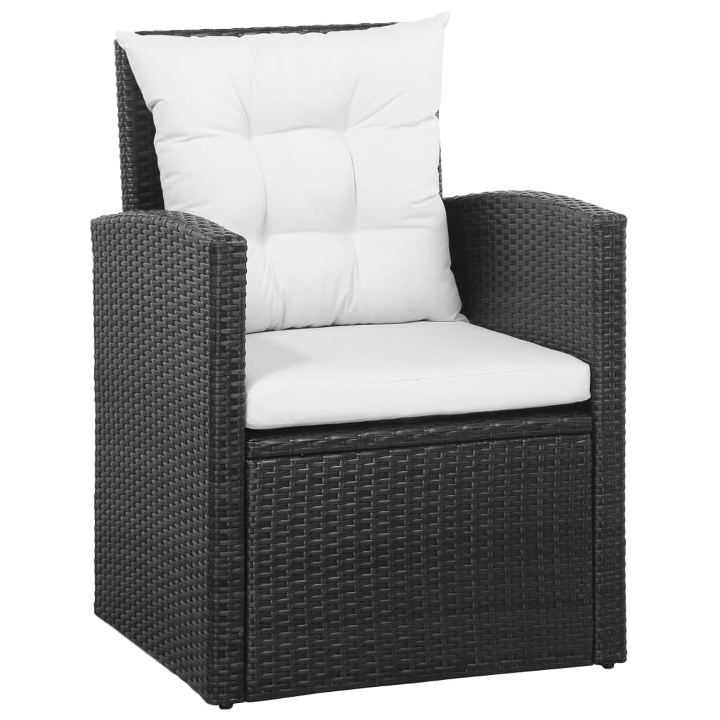 haveloungesæt 5 dele med hynder polyrattan sort