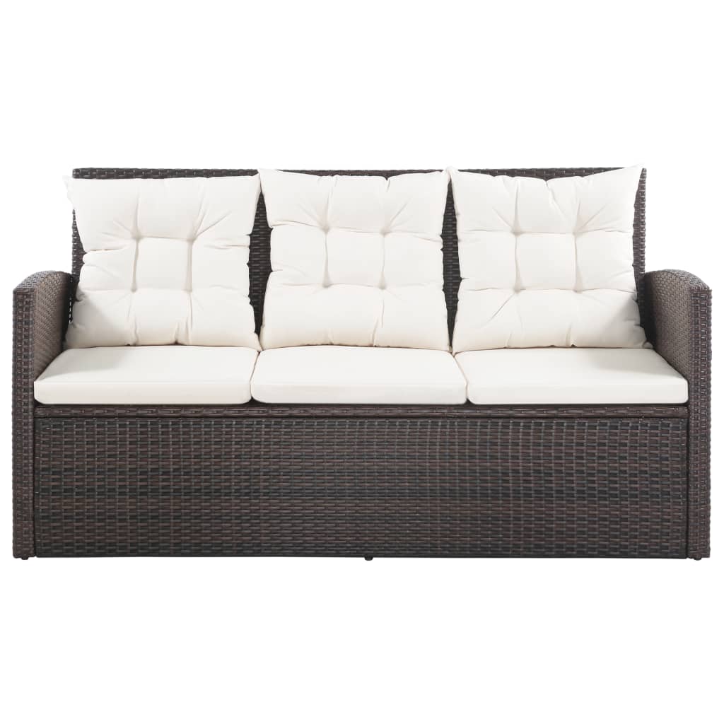haveloungesæt 5 dele med hynder polyrattan brun