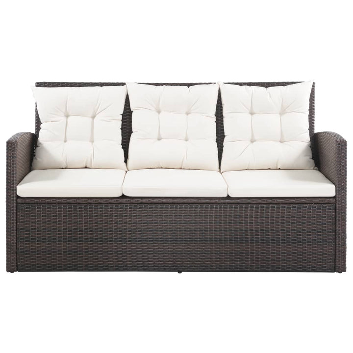 haveloungesæt 5 dele med hynder polyrattan brun