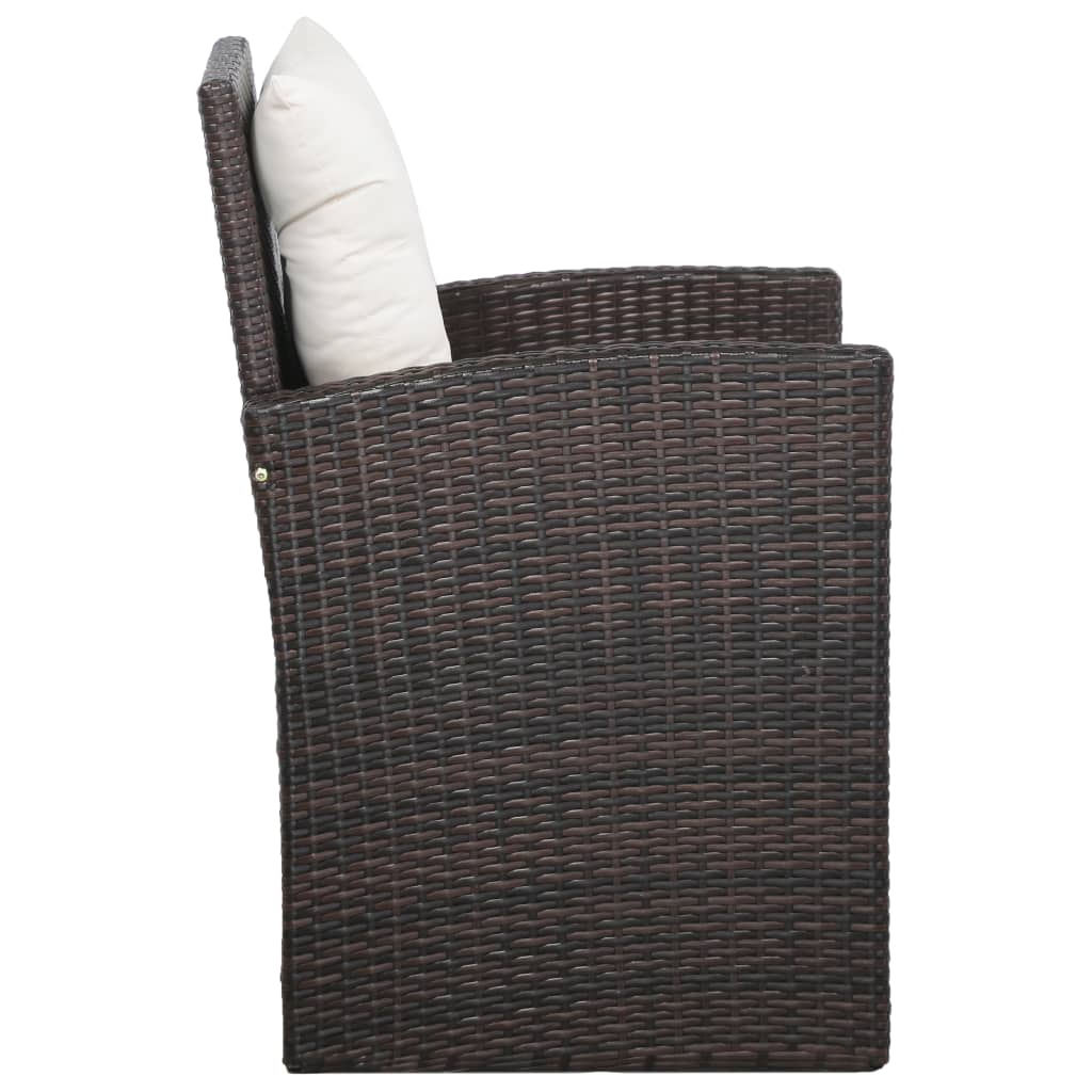 haveloungesæt 5 dele med hynder polyrattan brun