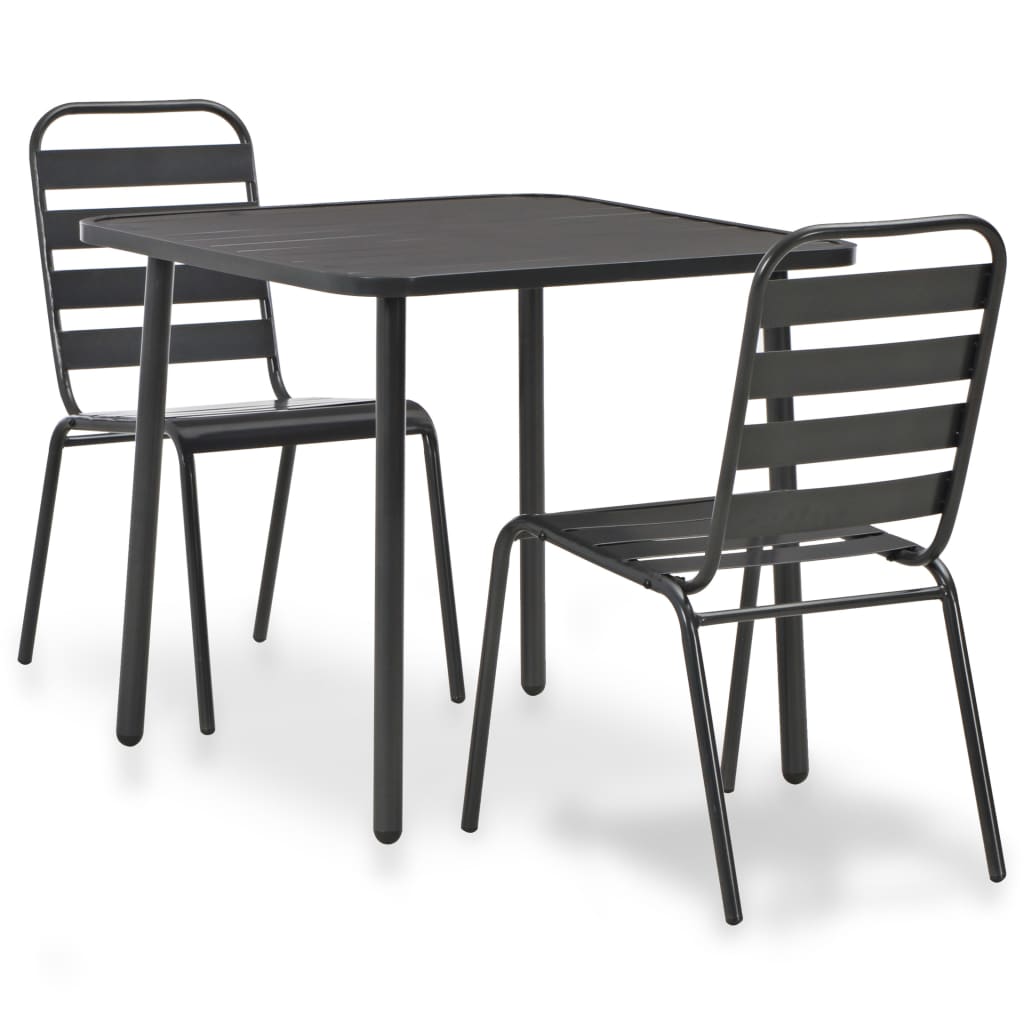bistrosæt 3 dele stål mørkegrå