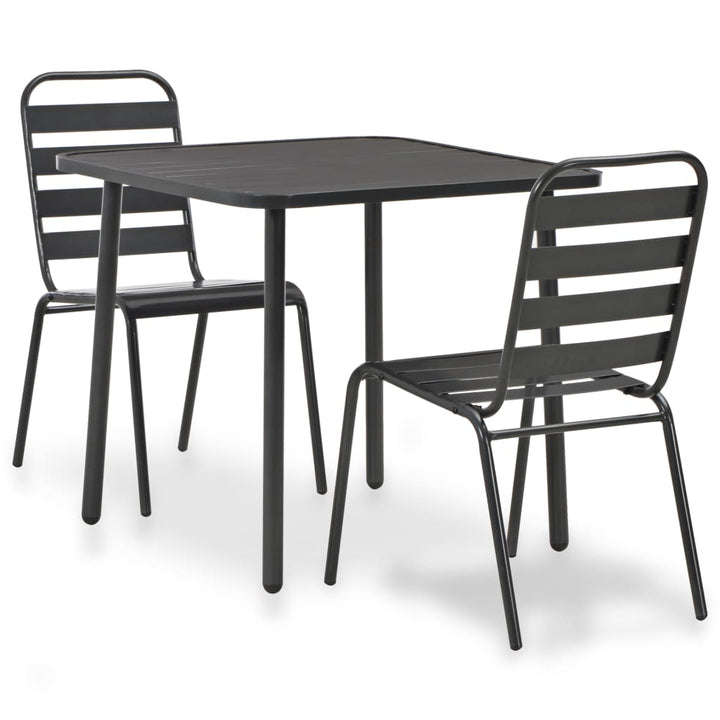 bistrosæt 3 dele stål mørkegrå