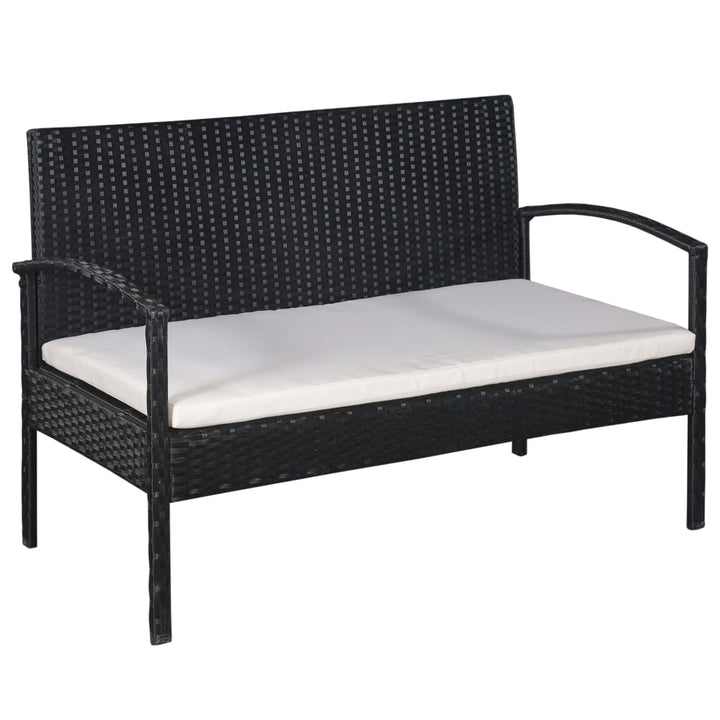 haveloungesæt 5 dele med hynder polyrattan sort