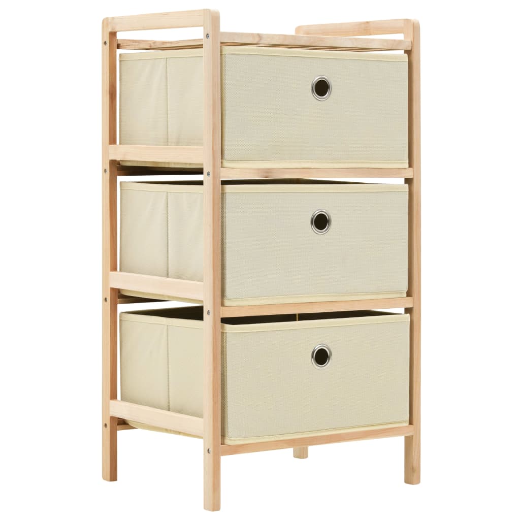 opbevaringsstativ med 3 stofkurve cedertræ beige