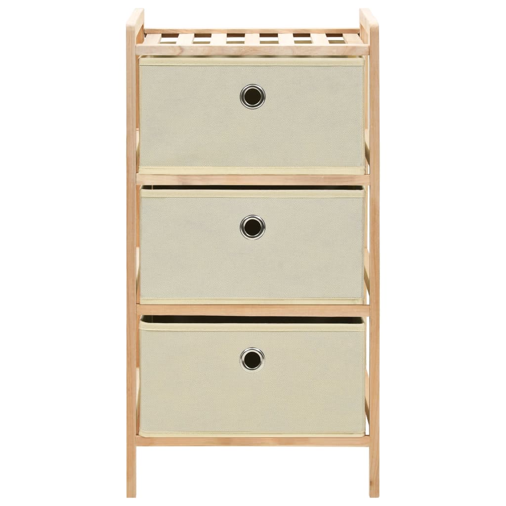 opbevaringsstativ med 3 stofkurve cedertræ beige