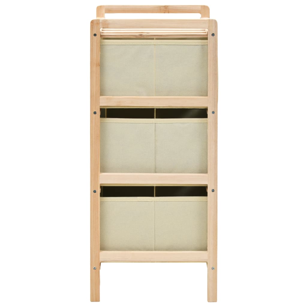 opbevaringsstativ med 3 stofkurve cedertræ beige