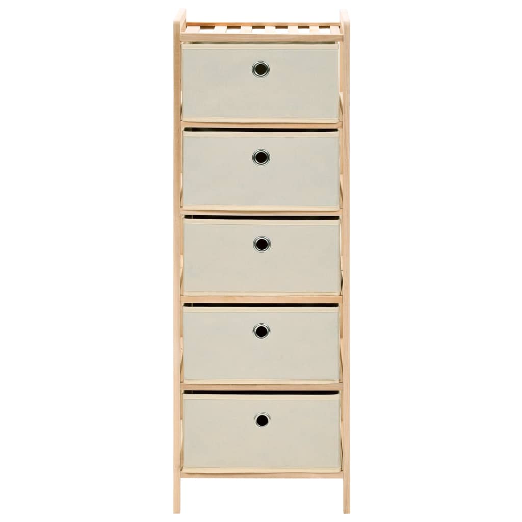 opbevaringsstativ med 5 stofkurve cedertræ beige