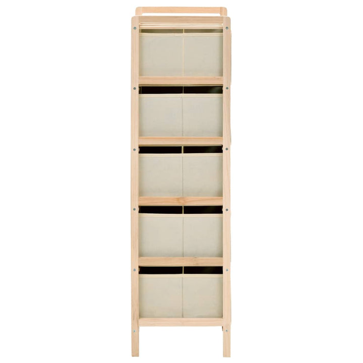 opbevaringsstativ med 5 stofkurve cedertræ beige