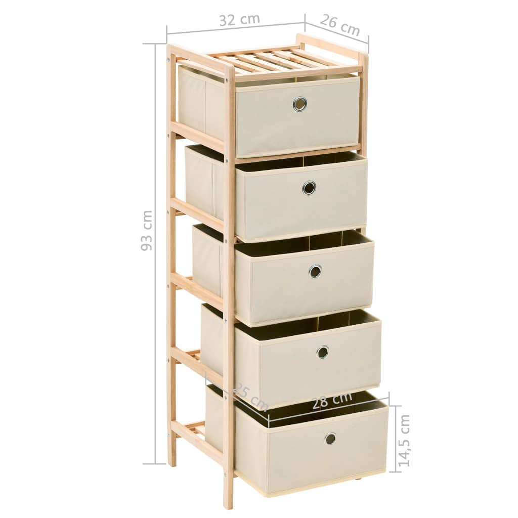 opbevaringsstativ med 5 stofkurve cedertræ beige