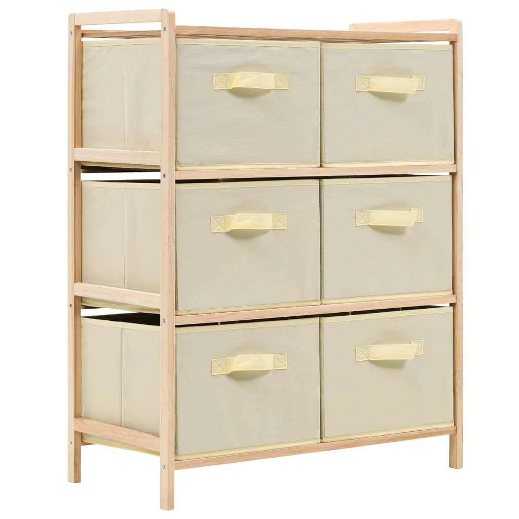 opbevaringsstativ med 6 stofkurve cedertræ beige
