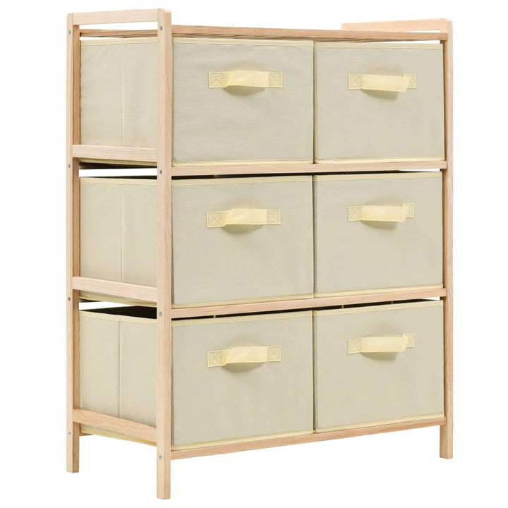 opbevaringsstativ med 6 stofkurve cedertræ beige