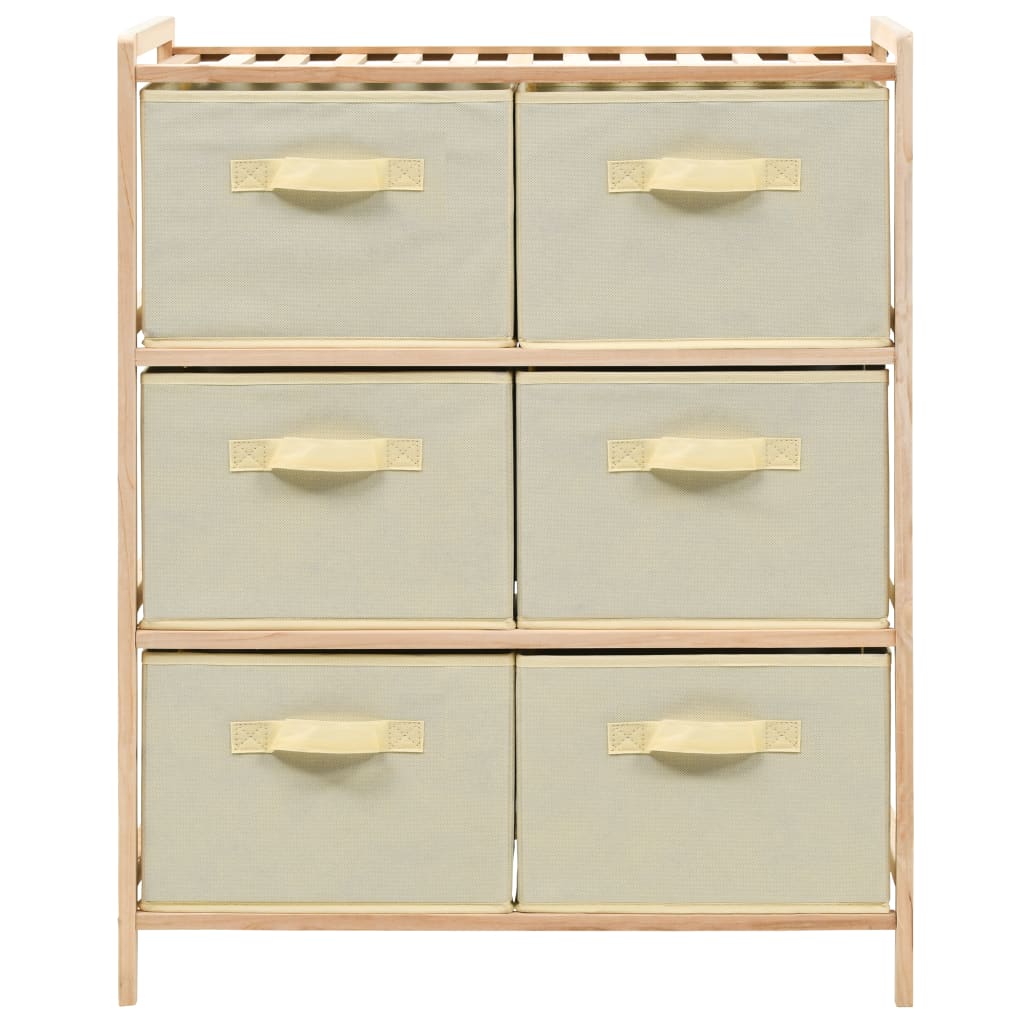 opbevaringsstativ med 6 stofkurve cedertræ beige