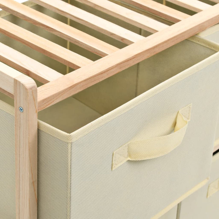 opbevaringsstativ med 6 stofkurve cedertræ beige