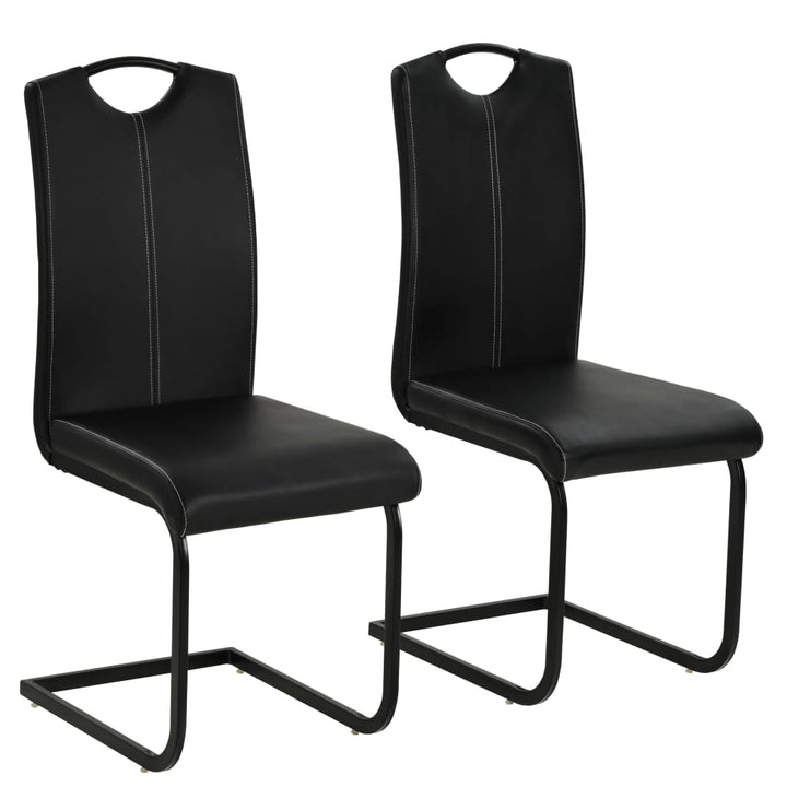 spisebordsstole 2 stk. cantilever-design kunstlæder sort