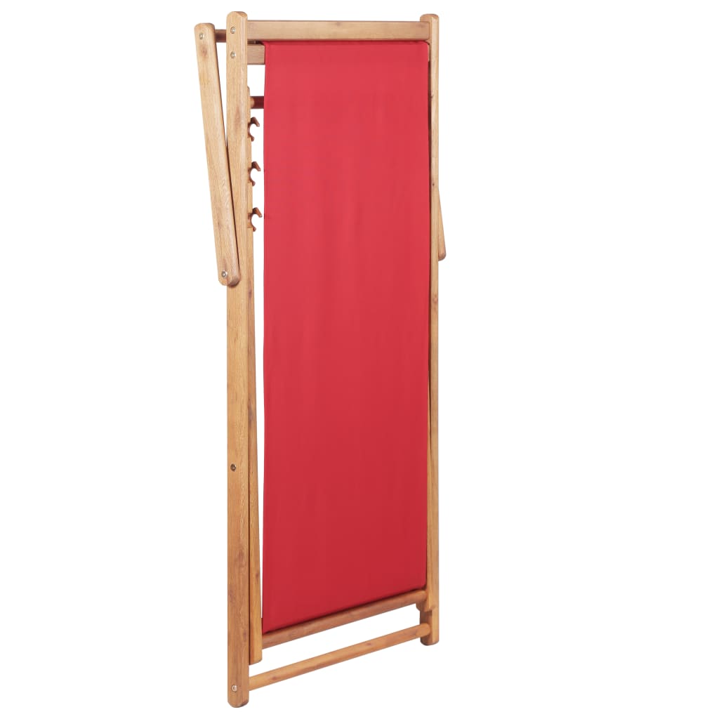 foldbar strandstol stof og træstel rød