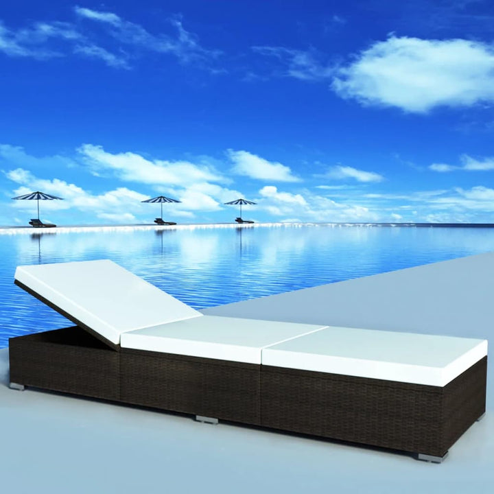 liggestol med hynde polyrattan brun