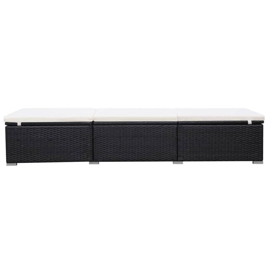 liggestol med hynde polyrattan sort