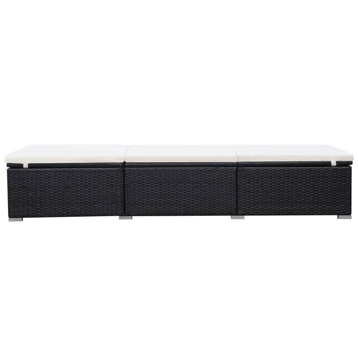 liggestol med hynde polyrattan sort