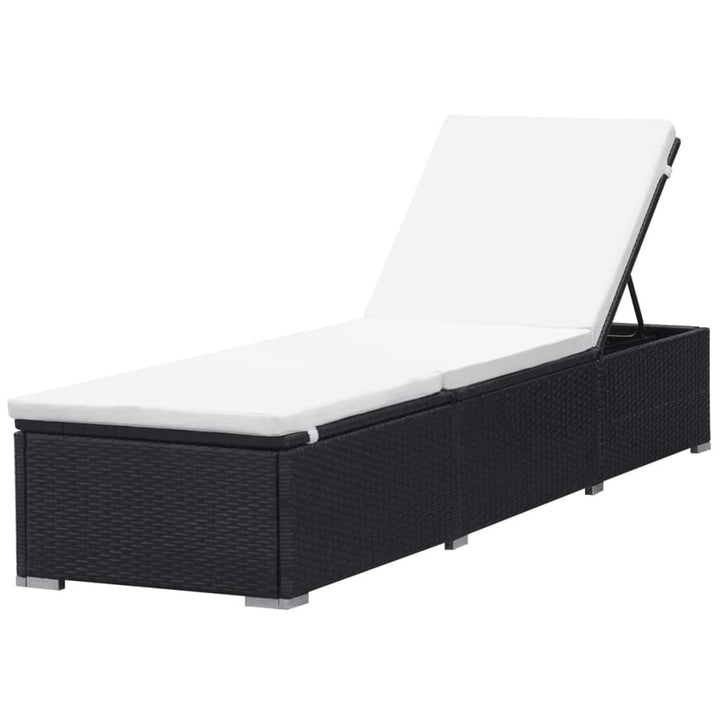 liggestol med hynde polyrattan sort