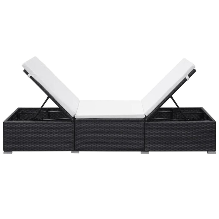 liggestol med hynde polyrattan sort
