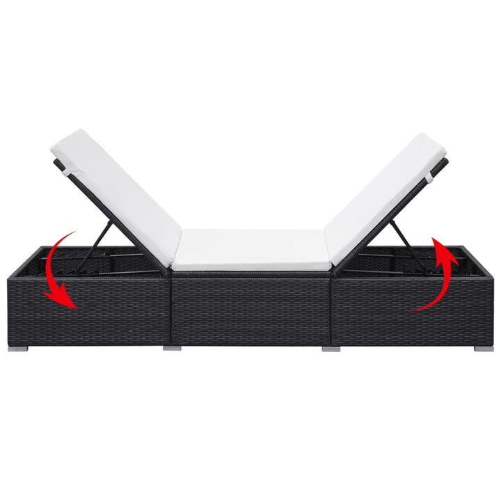 liggestol med hynde polyrattan sort