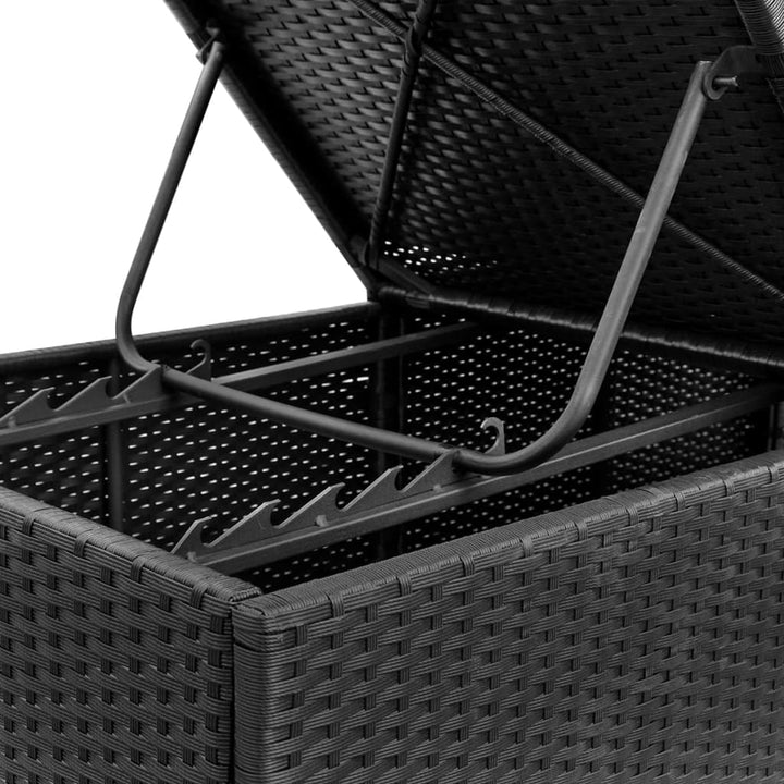 liggestol med hynde polyrattan sort