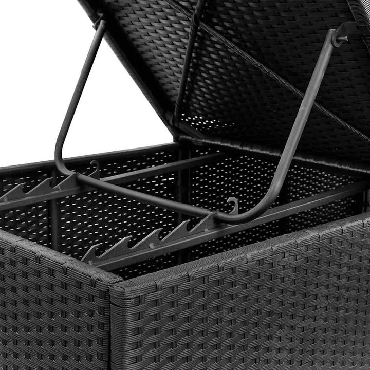 liggestol med hynde polyrattan sort