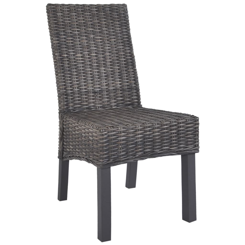 spisebordsstole 2 stk. kubu-rattan og mahognitræ brun