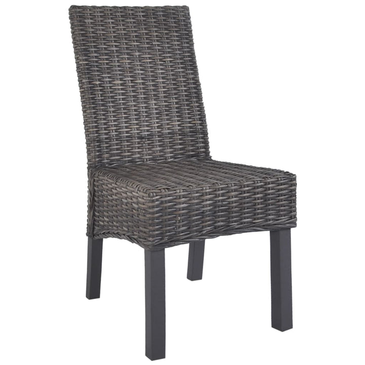 spisebordsstole 2 stk. kubu-rattan og mahognitræ brun