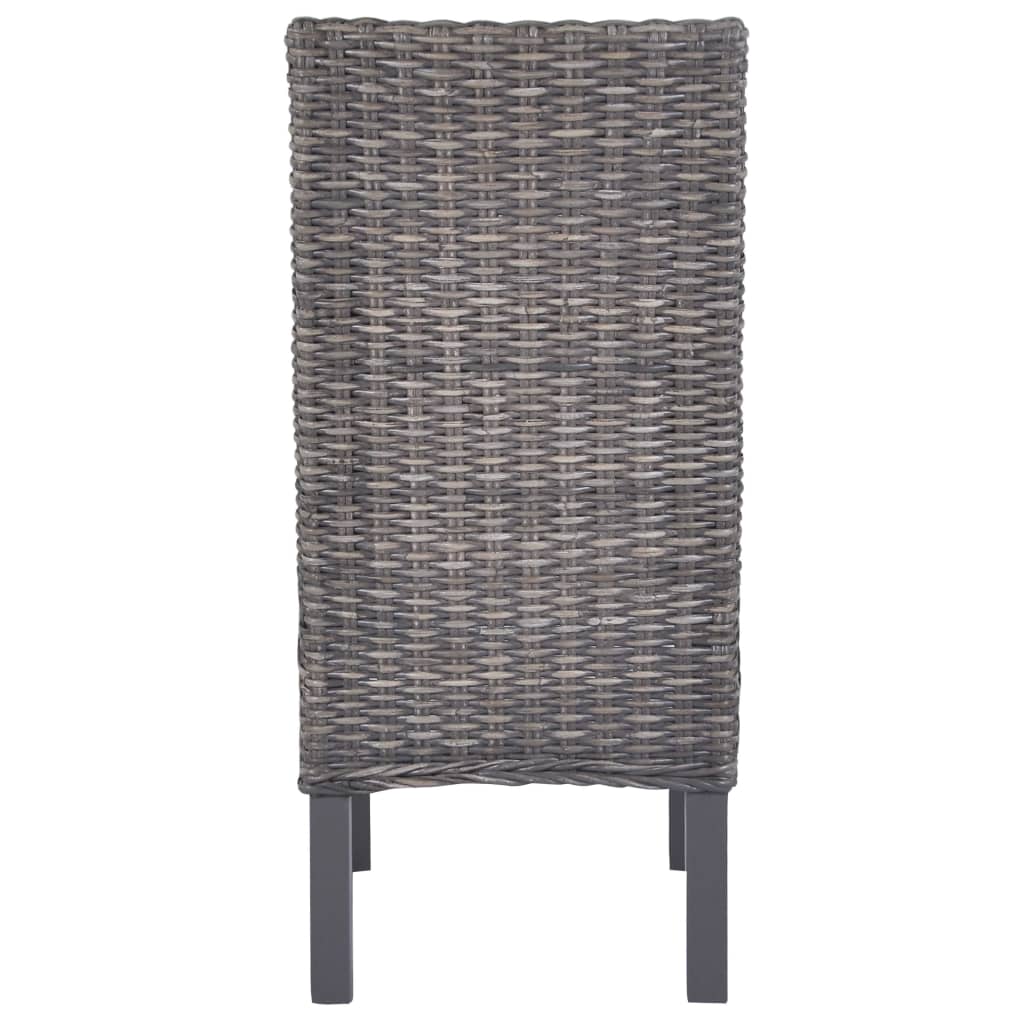 spisebordsstole 2 stk. kubu-rattan og mahognitræ brun