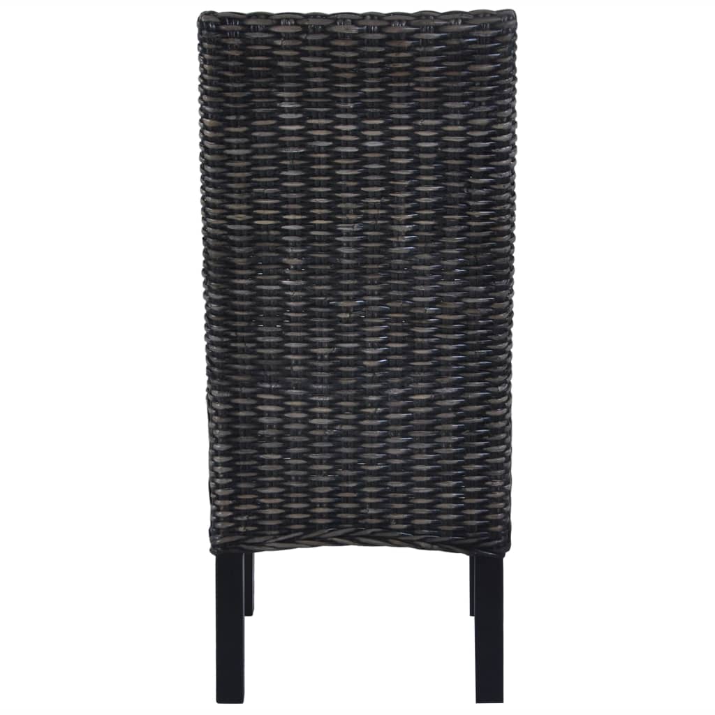 spisebordsstole 2 stk. kubu-rattan og mahognitræ sort