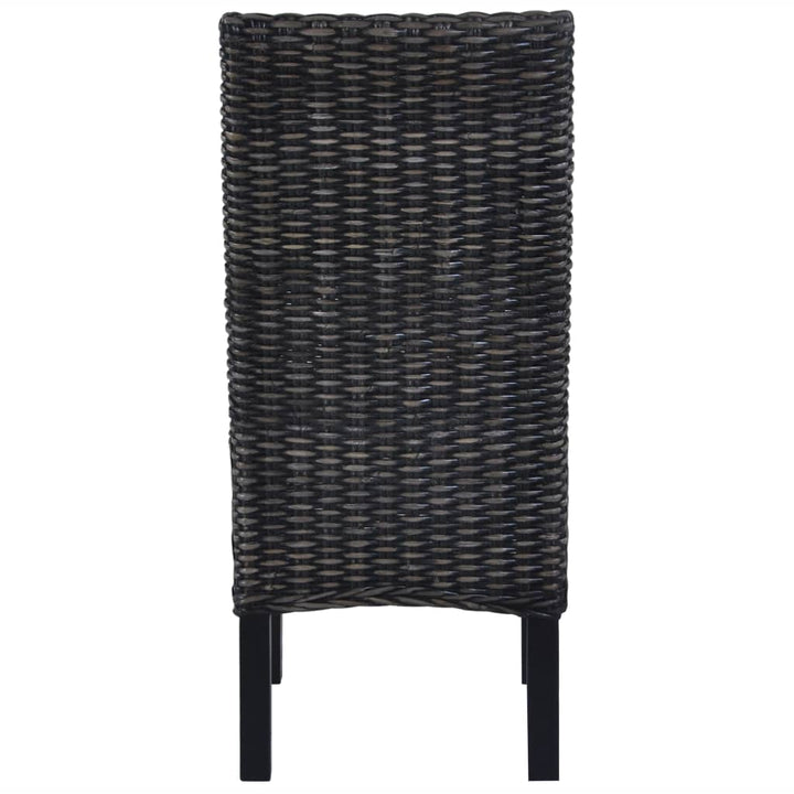 spisebordsstole 2 stk. kubu-rattan og mahognitræ sort