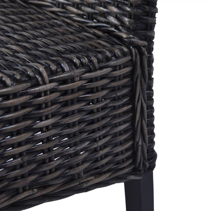 spisebordsstole 2 stk. kubu-rattan og mahognitræ sort