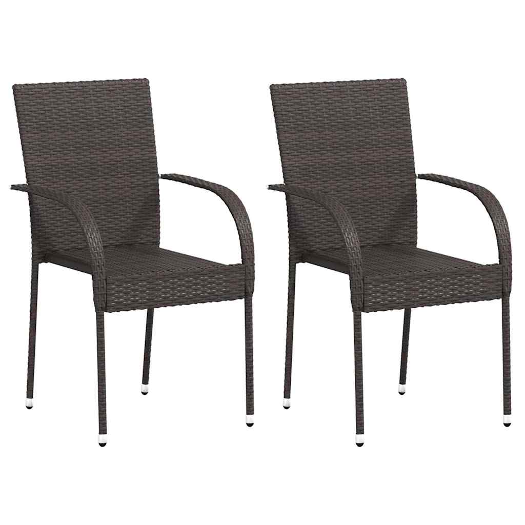 havestole 2 stk. stabelbare polyrattan brun