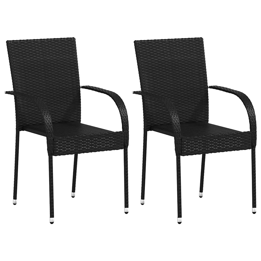 stabelbare havestole 2 stk. polyrattan sort