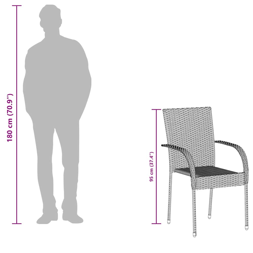 stabelbare havestole 2 stk. polyrattan sort