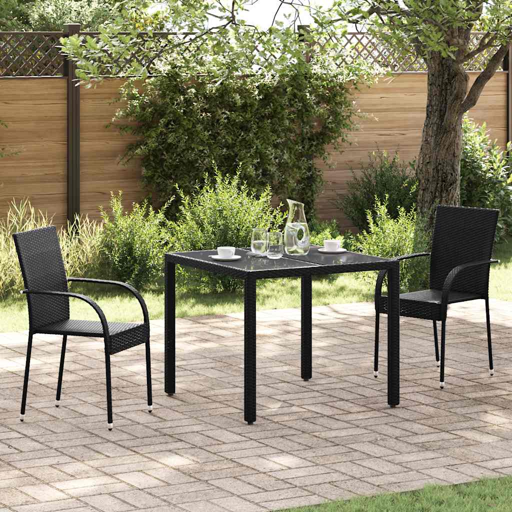 stabelbare havestole 2 stk. polyrattan sort