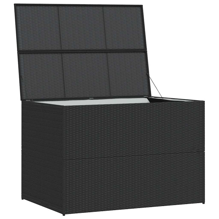 udendørs opbevaringskasse 150x100x100 cm polyrattan sort