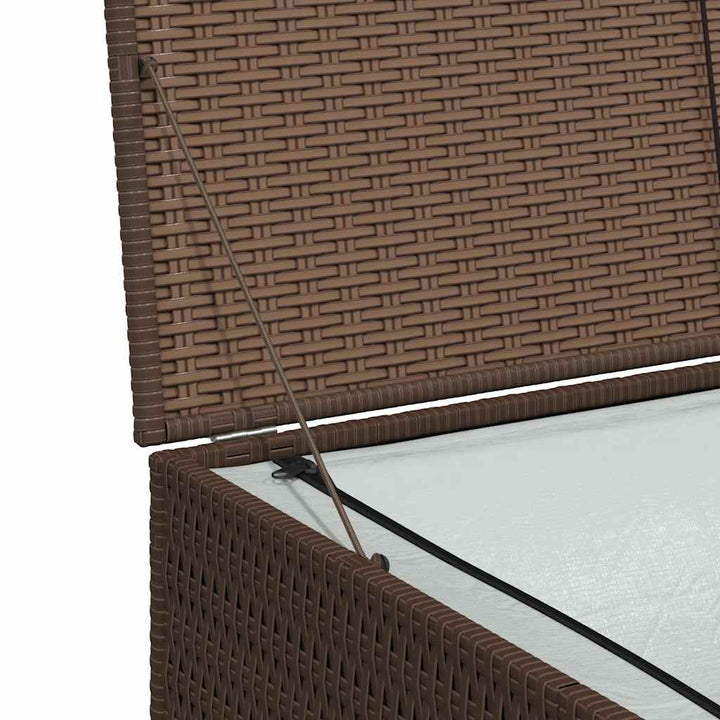 udendørs opbevaringskasse 150x100x100 cm polyrattan brun