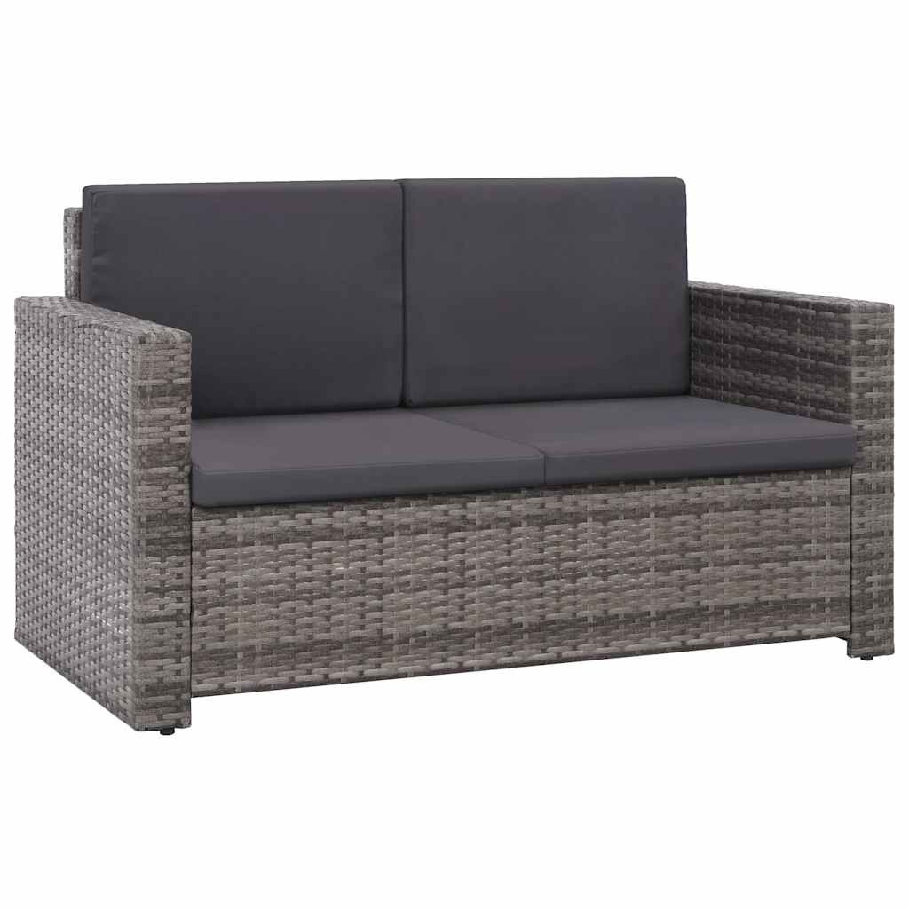 loungesæt til haven 2 dele med hynder polyrattan grå