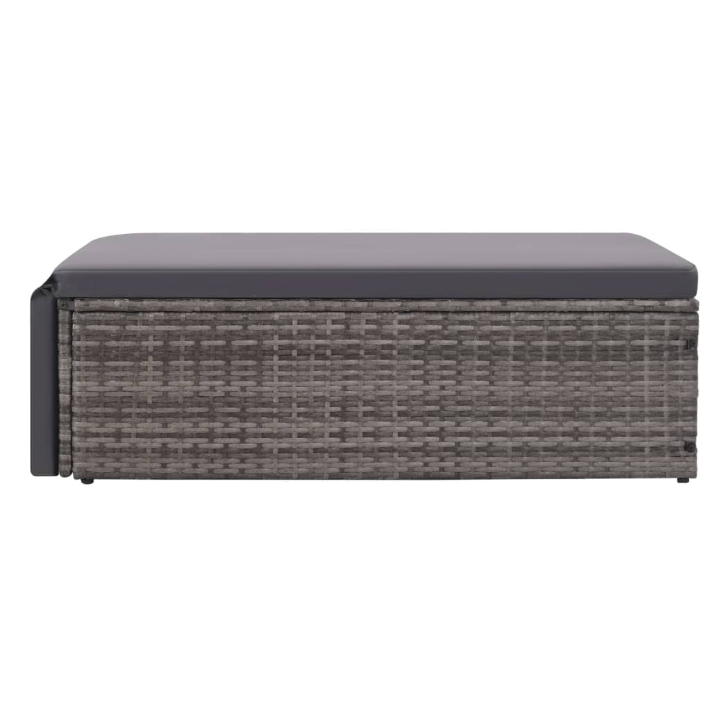 loungesæt til haven 2 dele med hynder polyrattan grå