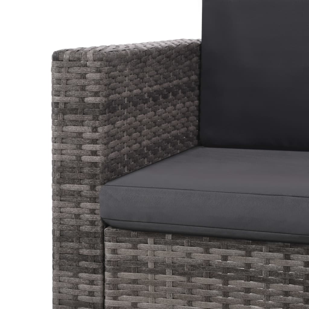 loungesæt til haven 2 dele med hynder polyrattan grå