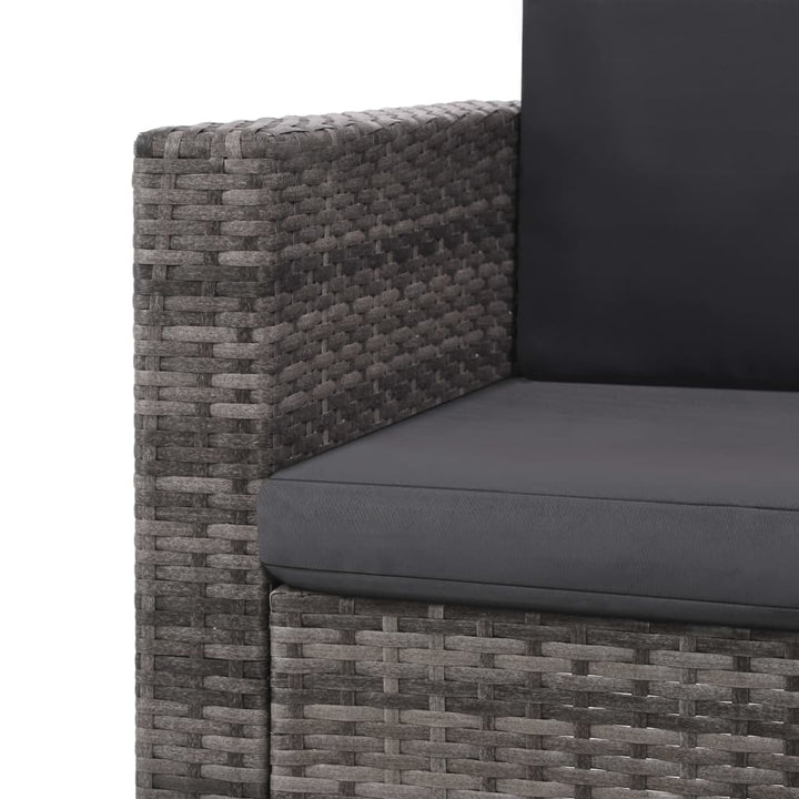 loungesæt til haven 2 dele med hynder polyrattan grå