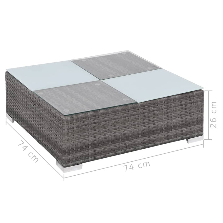 haveloungesæt 8 dele med hynder polyrattan grå