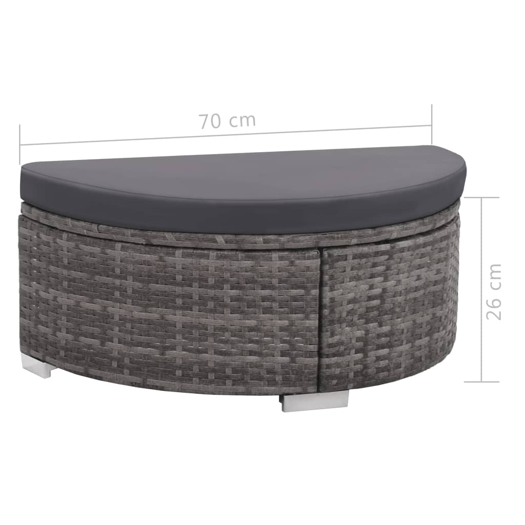haveloungesæt 8 dele med hynder polyrattan grå