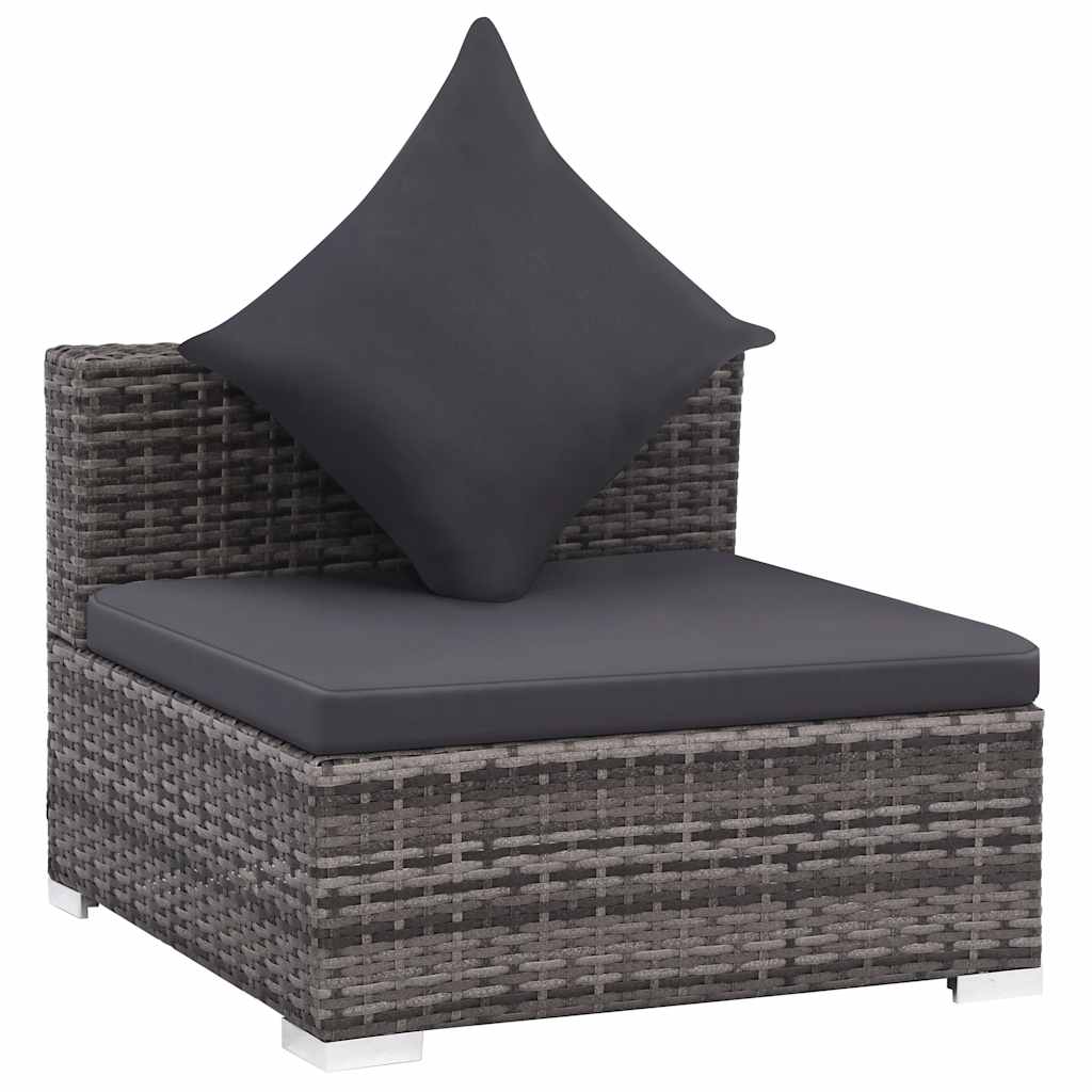 haveloungesæt 7 dele med hynder polyrattan grå